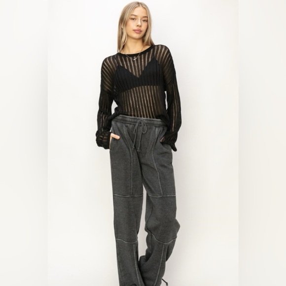 HYFVE Openwork Ribbed Long Sleeve Knit Top - Picture 3 of 3